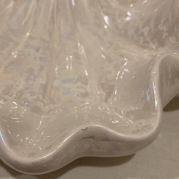 WCL Vtg Iridescent Ceramic Halloween White Ghost Candy Bowl Dish Scalloped Edges - Picture 8 of 16